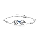 Sterling Silber Pferd Infinity Love Armband mit Blauen Kristallen, Pferdeschmuck Geburtstagsgeschenke für Mädchen Frauen Tochter Pferdefreund (Blue)