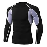 Herren Langarm Laufshirt Langarm Schnelltrocknend Atmungsaktiv T-Shirt Herren Sportshirt Trainingsshirt Laufshirt Lange Ärmel Kompressionsshirt Lässig