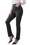 Damen Hose Casual Stretch Freizeithose High Waist Straight Yoga Hose Elegante Hosen Sporthosen mit Taschen (Dunkelgrau, XXL)