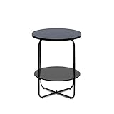 YTRED Industrieller runder Beistelltisch Haushalt Zwei-Schicht-Rund Kleiner Couchtische,Multifunktionskaffeetisch, Holzwerkkaffeetisch, geeignet for Wohnzimmer, Büro Dickes Holzb