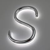 5 Zoll 125MM LED-schwimmende Adress nummern aus Edelstahl mit Hintergrund beleuchtung, Moderner Look, Beleuchtete Hausnummer, beleuchtete Adress nummern, Silb