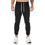 Huntrly Herren Sporthose Einfache Einfarbig Lässige Kordelzug Elastische Taille Sporthose Geeignet Für Outdoor Laufen Und Bergsteigen S