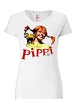 Logoshirt Pippi Langstrumpf - Herr Nilsson T-Shirt Damen - altweiß - Lizenziertes Originaldesign, Größe L