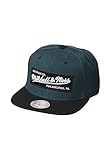 Mitchell & Ness Flat Visor Snapback - Box Logo - Stitched Own Brand Logo, dark green/black