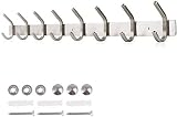 Dripex Hakenleiste Rostfrei Edelstahl Kleiderhaken Garderobenhaken gebürstete Optik Doppelhaken bis zu 30kg belastbar Haken (Silber, 8 Haken)