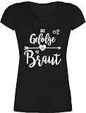 JGA Junggesellenabschied Frauen - Das Gefolge der Braut - XL - Schwarz - JGA Damen Team Braut - XO1525 - Damen T-Shirt mit V