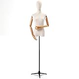 Barture Schneiderpuppe Weiblich, Einstellbar Schaufensterpuppe Damenbüste Mit Massivem Holzarm Schwarze Basis Für Kleiderständer (Color : Tripod Base, Size : S)