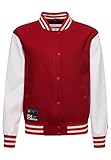 Superdry Womens Wool Varsity Baseball JKT Jacket, Red/Ecru, X-S