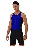 CHICTRY Herren Einteilig Trainings Badeanzug Ärmellos Rundhals Kontrast Surfanzug Badebekleidung Plus Size Bodysuit Shorty Neoprenanzug Schnelltrocknend Surfbekleidung Royal Blau 3XL