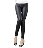 SKYWPOJU Damen Kunstleder Leder Leggings High Waist Lederhose Sexy Lederoptik Leggins Hose,Thermo Leggings,Frauen Winter Plush Futter Thermo Leggings (Color : Black2, Size : 4XL)