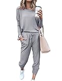 WXDSNH Damen Anzug Langarm T-Shirt Hose Lose Einfarbig Herbst Und Winter Casual Top