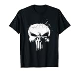 Marvel The Punisher White Ink Splatter Skull Logo T-S