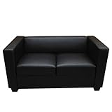 Mendler 2er Sofa Couch Loungesofa Lille - Leder, schw