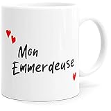 Lustige Tasse mit Aufschrift „Mon Emmerdeus“