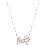 Swarovski Lifelong Bow Anhänger, Weiße Damenhalskette im Metallmix mit Schleifenmotiv und Funkelnden Swarovsk