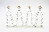 Flaschenbauer - 4 x Leere Glasflaschen 200ml Tannenbaum: Mini Glasflaschen Korken verwendbar als kleine Flaschen zum Befüllen, Leere Schnapsflaschen klein, Weihnachtsgeschirr, Deko F