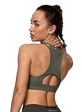 QUEENIEKE Sport BH Damen Medium Support Back Pocket Sports Bra Riemchen Zurück Energy Baumwolle Gefühl(Hellgrüner Leopard, M)