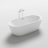 Home Deluxe - freistehende Badewanne - Design Badewanne freistehend Codo weiß - Maße: ca. 170 x 80 x 58 cm - Füllmenge: 204 Liter I Spa, 2 Personen, Indoor J