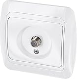 UP Antennendose 1-Loch SAT End (F-Stecker) - All-in-One - Rahmen + Unterputz-Einsatz + Abdeckung (Serie T1 alpinweiß)