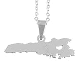 ASDWA Weltkarte Anhänger Halskette,Vintage Italienische Insel Für Lampedusa Karte Silber Farbe Anhänger Charm Halskette Amulett Schmuck Männer Frauen Geschenke Vatertag G