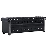 YOPOTIKA Ecksofa Loveseat Sofa Couch wandelbares Schlafsofa Couch Chesterfield Sofa 3-Sitzer Samtbezug 199x75x72cm Schw