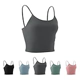 TMEOG Damen Sportweste, Camisole BH Pads Nahtloses Crop Tank Top Atmungsaktiv Fitness Workout Laufen für Damen Mädchen Nahtlose Bralettes Weste Sport-BH (Grau, M)