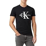 Calvin Klein Herren ICONIC MONOGRAM SS SLIM TEE T-Shirt, Schwarz (Ck Black Bae), Small (Herstellergröße: S)