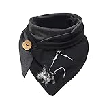 Alueeu 2021 Neu Wolle Schal Damen Dreieck Groß Elegant Einfarbig Button Knopf Dreieckschal Winter Schwarz Lässige Herbstschal Winterschal Karo Tartan Streifen Halstücher Herbstschal Weich S