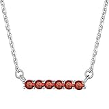 PROSILVER Damen kurze Halskette 925 Silber Geburtsstein Kette Juli Unisex Horizontale Stäbchen Schlüsselbein Kette Schmuck für Geburtstag Party