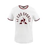 Le Coq Sportif ESS Tee Ss Nr. 3 M T-Shirt für Herren, Herren, Unterhemd, 2021263, neues optisches Weiß/rot d, XL