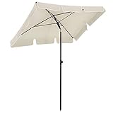 SONGMICS Sonnenschirm für Balkon, rechteckiger Gartenschirm, 180 x 125 cm, UV-Schutz bis UPF 50+, knickbar, Schirmtuch mit PA-Beschichtung, für Garten, Terrasse, ohne Ständer, beige GPU180M01