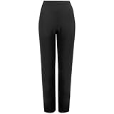 MyShoeStore Damen Hose mit geradem Bein, fein weich, gerippt, Stretch, zum Überziehen, leger, elastischer Bund, Übergrößen 36-52, 2 Stück, Schwarz , 44 Lang