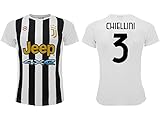 Sportbaer Trikot Giorgio Chiellini Saison 2021 2022. Trikot Weiß Schwarz Nummer 3. Erstes Trikot. Offizielle Nachbildung. Größen für Erw