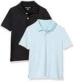 Amazon Essentials Jungen Active Performance polo-shirts, 2er Pack, mehrfarbig (Hellblau / Schwarz), X-Larg