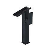 Kitchen Tap European Black Kupfer Wasserhahn mit warmen und kalten Becken Retro auf dem Waschbecken Antike Wide Mouth-Chrom-Wasserfall-Hahn-Wasserfall-Badezimmer-Hahn-einzelnes Loch-heißes und k