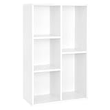 VASAGLE Bücherregal, Standregal, mit 5 Fächern, für Wohnzimmer, Arbeitszimmer, Kinderzimmer, Büro, als Raumteiler, 50 x 24 x 80 cm, weiß LBC25WT