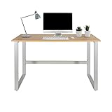 hjh OFFICE 830073 Schreibtisch 120x60 cm WORKSPACE Light I Buche/Silber schmaler Computertisch mit Stahlg