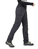 Wespornow Damen Wanderhose Wasserdicht Outdoorhose Softshellhose Thermohose Winddichte berghose Warme Trekkinghose Skihose für Skifahren, Camping, Hundesport und Wintersport (Graphite Grau, L)