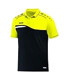 JAKO Herren Polo Competition 2.0, schwarz/neongelb, XXL, 6318