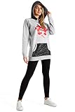 Disney Mickey Mouse Hoodie Damen, Mickey Und Minnie Sweatshirt Mit Süßen Design Für Frauen, Coole Jumper Mit Kapuze Und Pailleten, Verschiedene Größen (Grau, L)