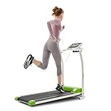 LONTEK Laufband klappbar, 1,5 PS Elektrisches Fitness Laufband für Zuhause mit 12 Programmen, LCD-Display und Pulssensor, 90 kg belastbar, bis 10 km/h, grü