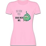 Sprüche Statement mit Spruch - Der frühe Vogel kann Mich mal - M - Rosa - Damen Shirt lustige sprüche - L191 - Tailliertes Tshirt für Damen und Frauen T-S