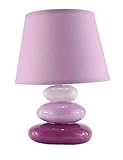 budawi® - Deko Leuchte violett/lila/flieder mit Schirm, Tischlampe Höhe ca. 25 cm, Nachttischlamp