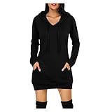 Pianshanzi Weihnachtskleid Damen 3D Pullover Weihnachtspullover V-Ausschnitt Rentier Drucken Weihnachts Langarm Hoodie Pullis Festival Partykleid Lang Elegante Lang