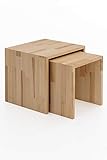 Woodlive Beistelltisch 2er Set Wohnzimmertisch aus Massivholz Wildeiche und Kernbuche massiv geölt 41x41x38 cm und 33x37x35 cm (Kernbuche)