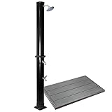 Solardusche mit Regenduschkopf 35L Gartendusche schwarz mit Bodenelement Pooldusche für den G