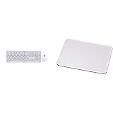 CHERRY DW 3000 – Wireless Tastatur+Maus – 4 Zusatztasten – deutsches Layout – QWERTZ Tastatur – Weiß & Hama Mauspad (22 x 18 cm, Office Mousepad in Lederoptik, Optimale Gleitfähigkeit) weiß