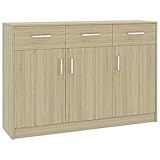 YOPOTIKA Konsolenschrank Kommode Küchenschränke Wohnzimmer Sideboards Sofa Seitenschrank Eingangsschrank Sideboard Sonoma-Eiche 110x30x75 cm Spanp