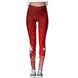 Komiseup Leggings für Damen, Sport Leggings Damen, Damen Casual Weihnachtsdruck Hosen Mittlere Taille Lose Lange Hosen Yogahosen Frauen Christmas Grafikdruck H