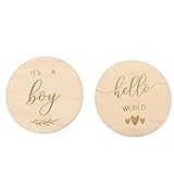 UNOMOR Holz Baby Monatliche Milestone Karten Kreative Baby Milestone Gedenk Karten Neugeborenen Wachstum Holz Karten Baby Milestone Discs für Foto Requisiten Baby Dusche Geschenke 2